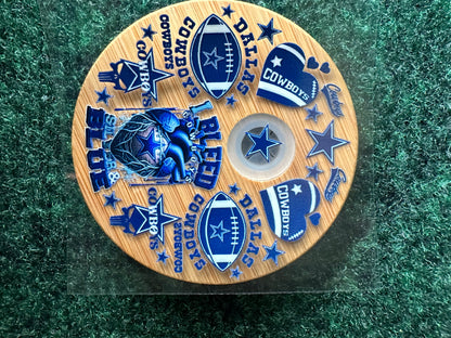 16 0z UV DTF DOUBLE SIDED Cup Wrap with Matching Lid Decal - SPORTS TEAMS (PICK TEAM)