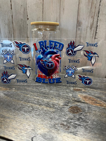 16 0z UV DTF DOUBLE SIDED Cup Wrap with Matching Lid Decal - SPORTS TEAMS (PICK TEAM)