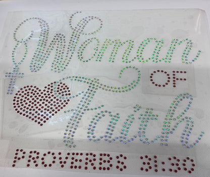 Spangle Transfer- WOMAN OF FAITH RED AND HOLOGRAPHIC SILVER