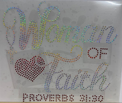 Spangle Transfer- WOMAN OF FAITH RED AND HOLOGRAPHIC SILVER