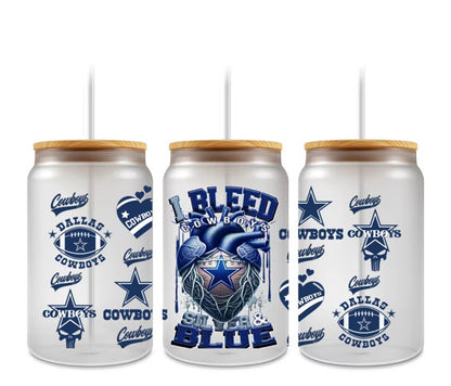 16 0z UV DTF DOUBLE SIDED Cup Wrap with Matching Lid Decal - SPORTS TEAMS (PICK TEAM)