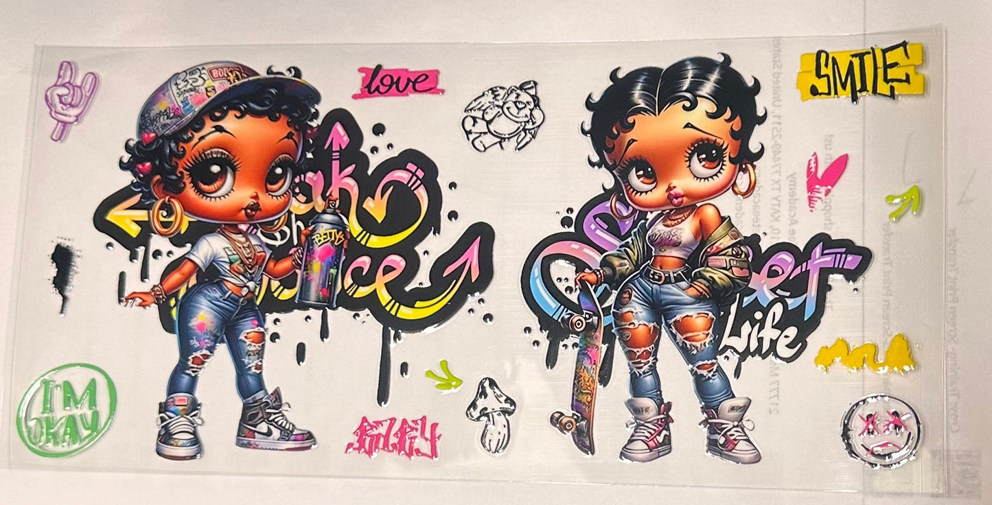 16 0z UV DTF DOUBLE SIDED Cup Wrap -GRAFITTI BETTY