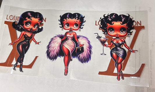 16 0z UV DTF DOUBLE SIDED Cup Wrap - BROWN LV BETTY