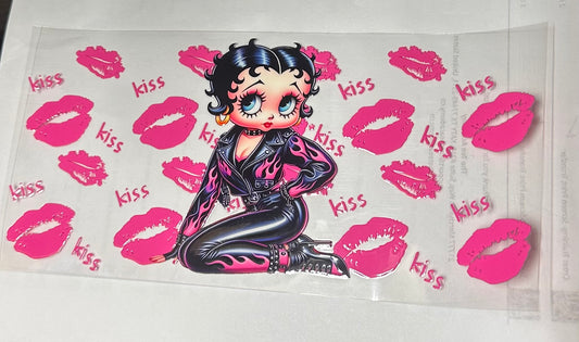 16 0z UV DTF DOUBLE SIDED Cup Wrap - BIKER BETTY