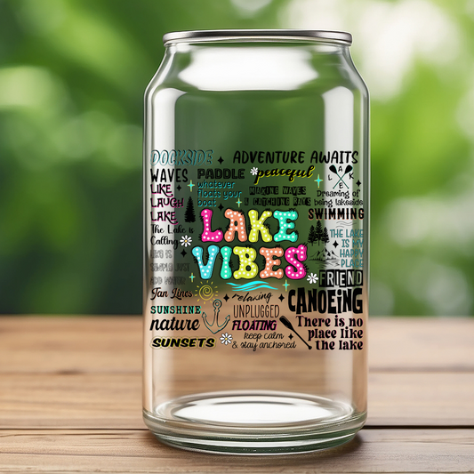 16 0z UV DTF Cup Decal- LAKE VIBES