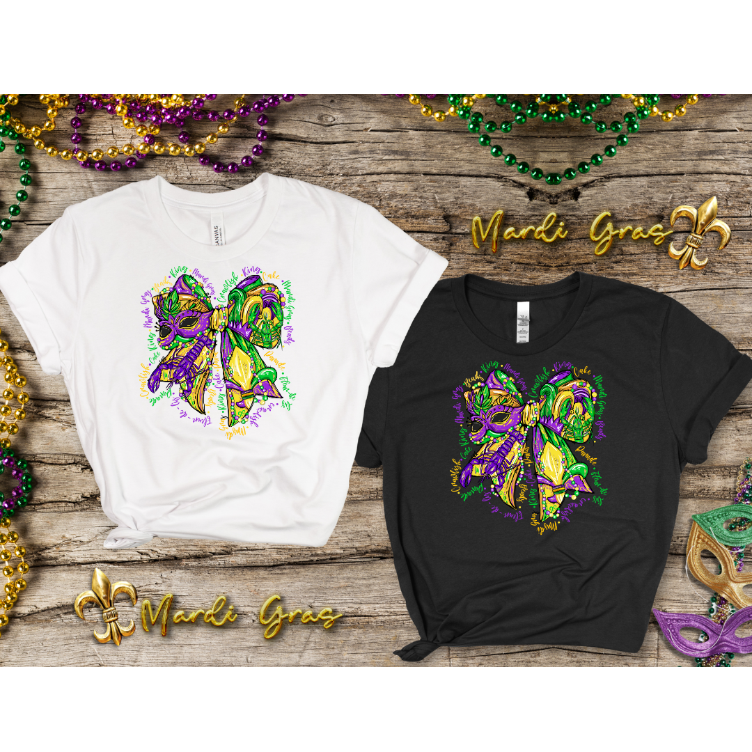 DTF Transfer-  MARDI GRAS BOW