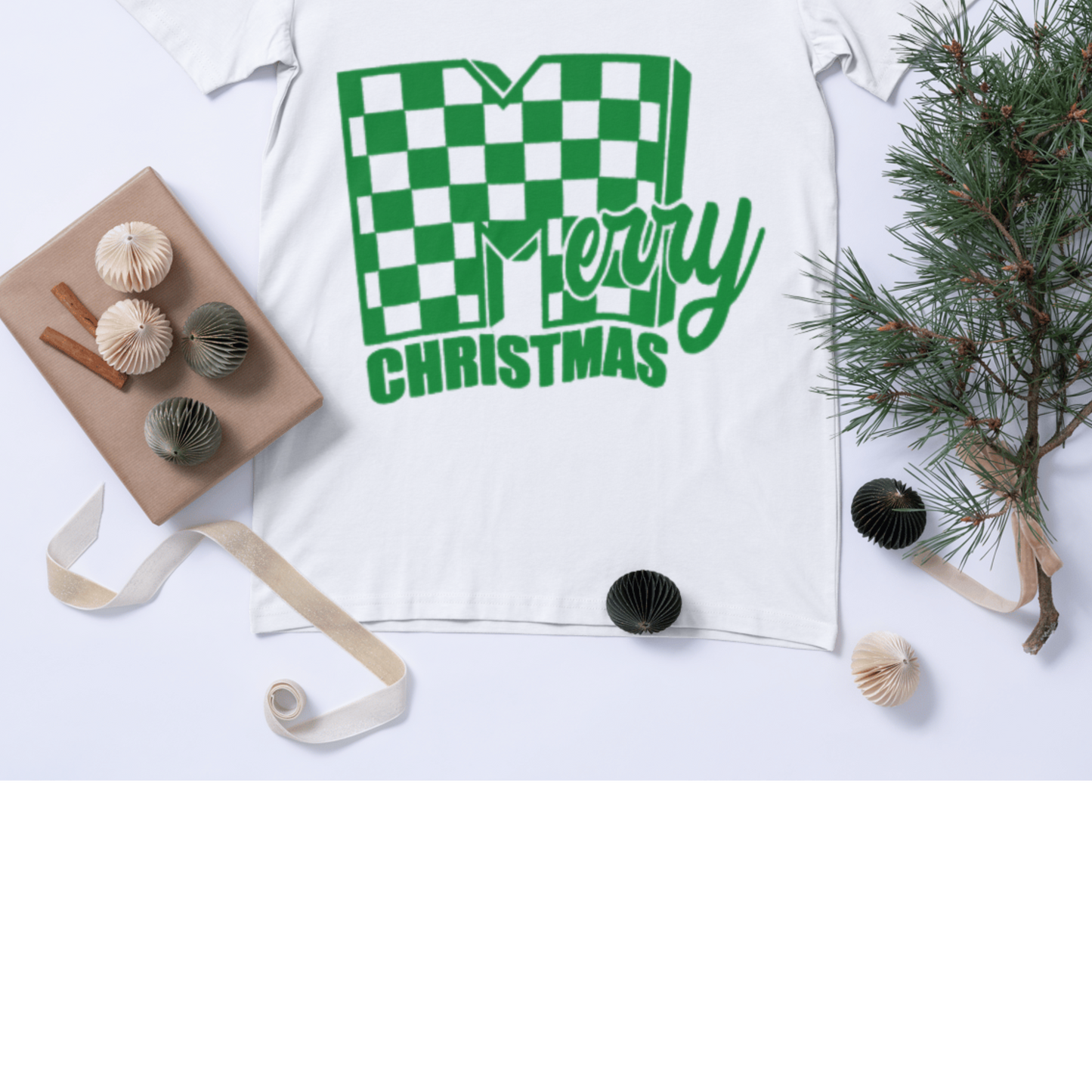 Single Color Screen Print - MERRY CHECKERED