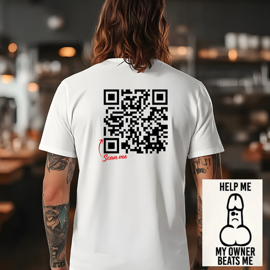 DTF TRANSFER - MY OWNER BEATS ME QR CODE