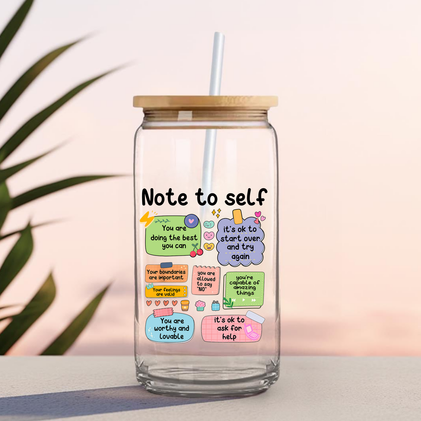 NOTE TO SELF -16 0z UV DTF Cup Decal (DOUBLE SIDED)