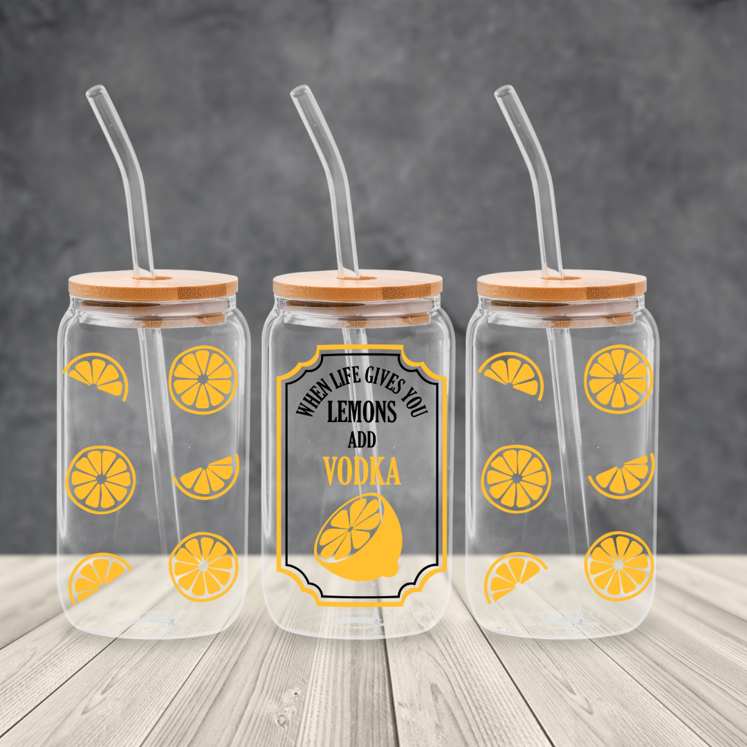 16 0z UV DTF DOUBLE SIDED Cup Wrap - LEMONS ADD VODKA