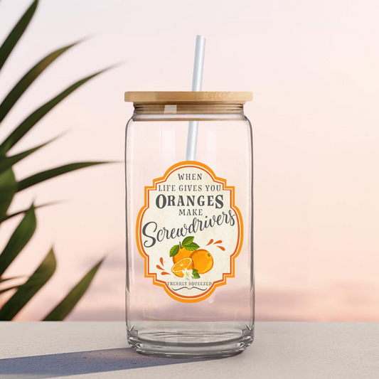 16 0z UV DTF Cup Decal- ORANGES MAKE SCREWDRIVERS