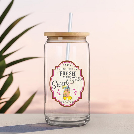 16 0z UV DTF Cup Decal- SASSY AND SOUTHERN SWEET TEA
