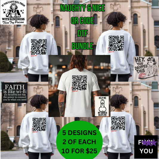 DTF TRANSFER BUNDLE-  NAUGHTY AND NICE QR CODE