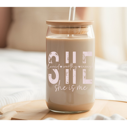 ROSE GOLD FOIL, SHE IS ME- 16 0z UV DTF Cup Decal