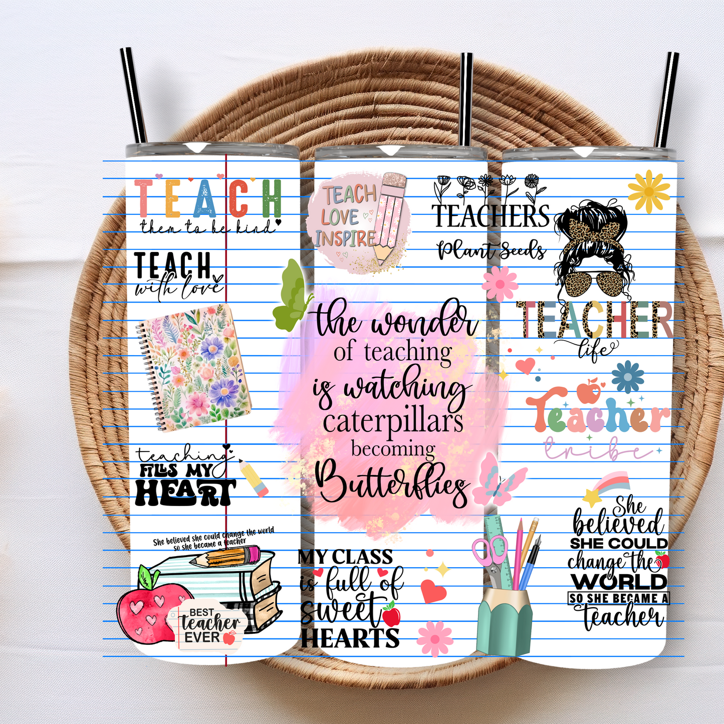 20 0z UV DTF WRAP- TEACHER PAPER