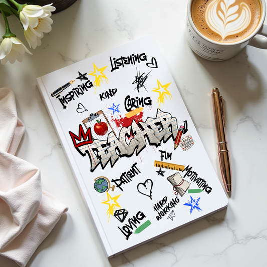 Journal Cover UV DTF- TEACHER GRAFFITI