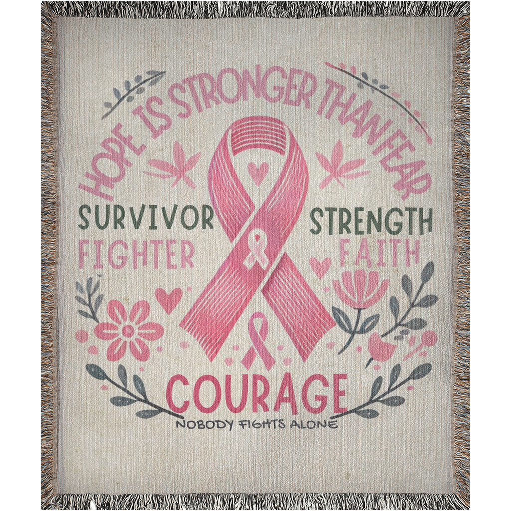 Woven Blankets, Breast Cancer Awareness, Warmth, Fight, Hope, Survivor