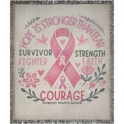 Woven Blankets, Breast Cancer Awareness, Warmth, Fight, Hope, Survivor