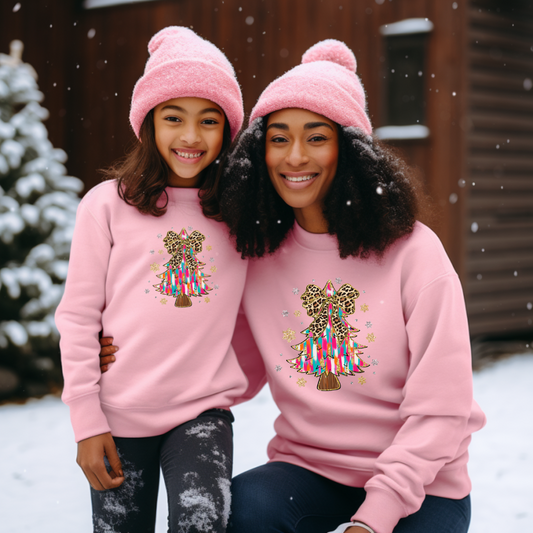 DTF Transfer-  COLORFUL TREE CHEETAH BOW (YOUTH)