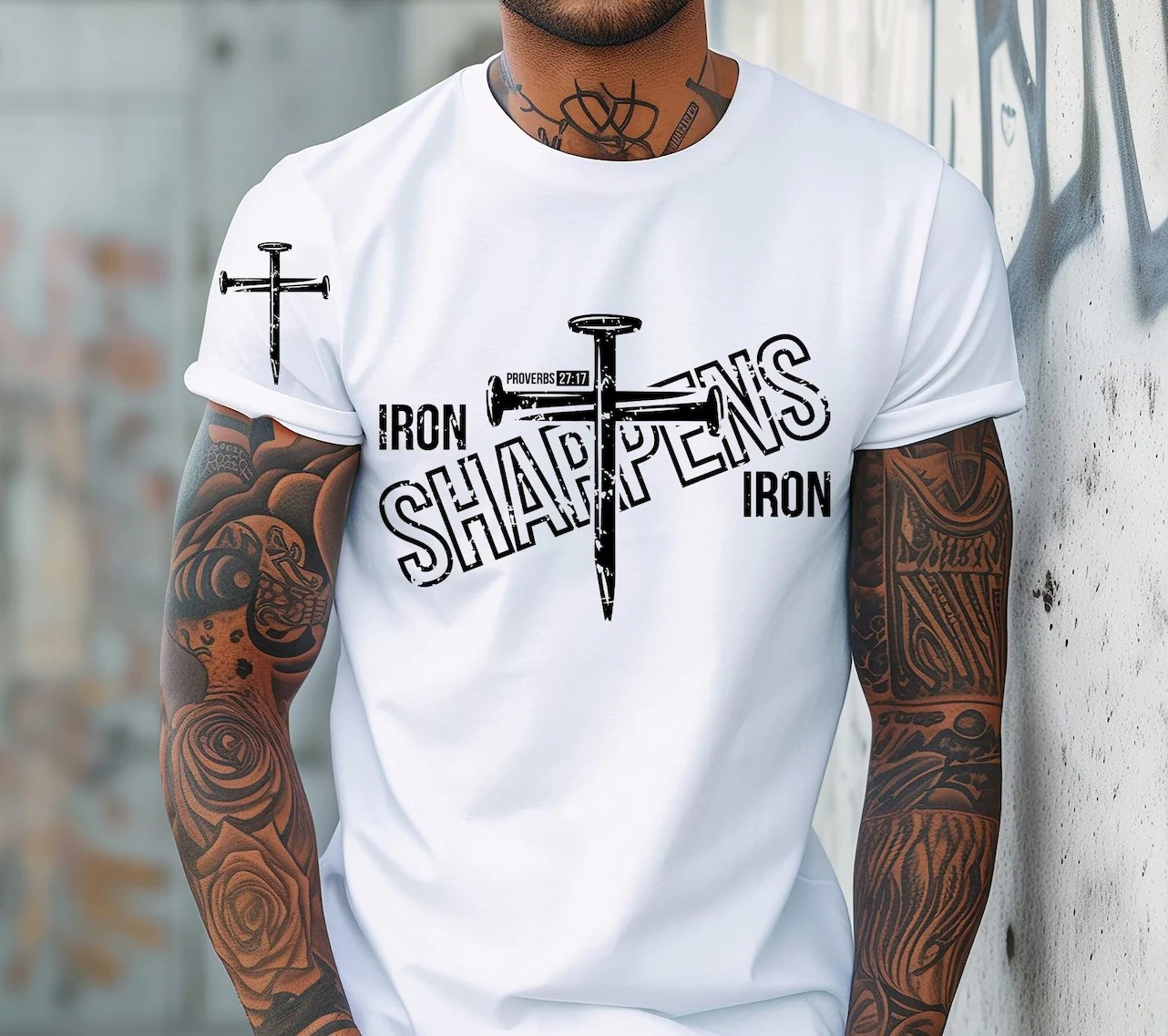 Single Color Screen Print -IRON SHARPENS IRON