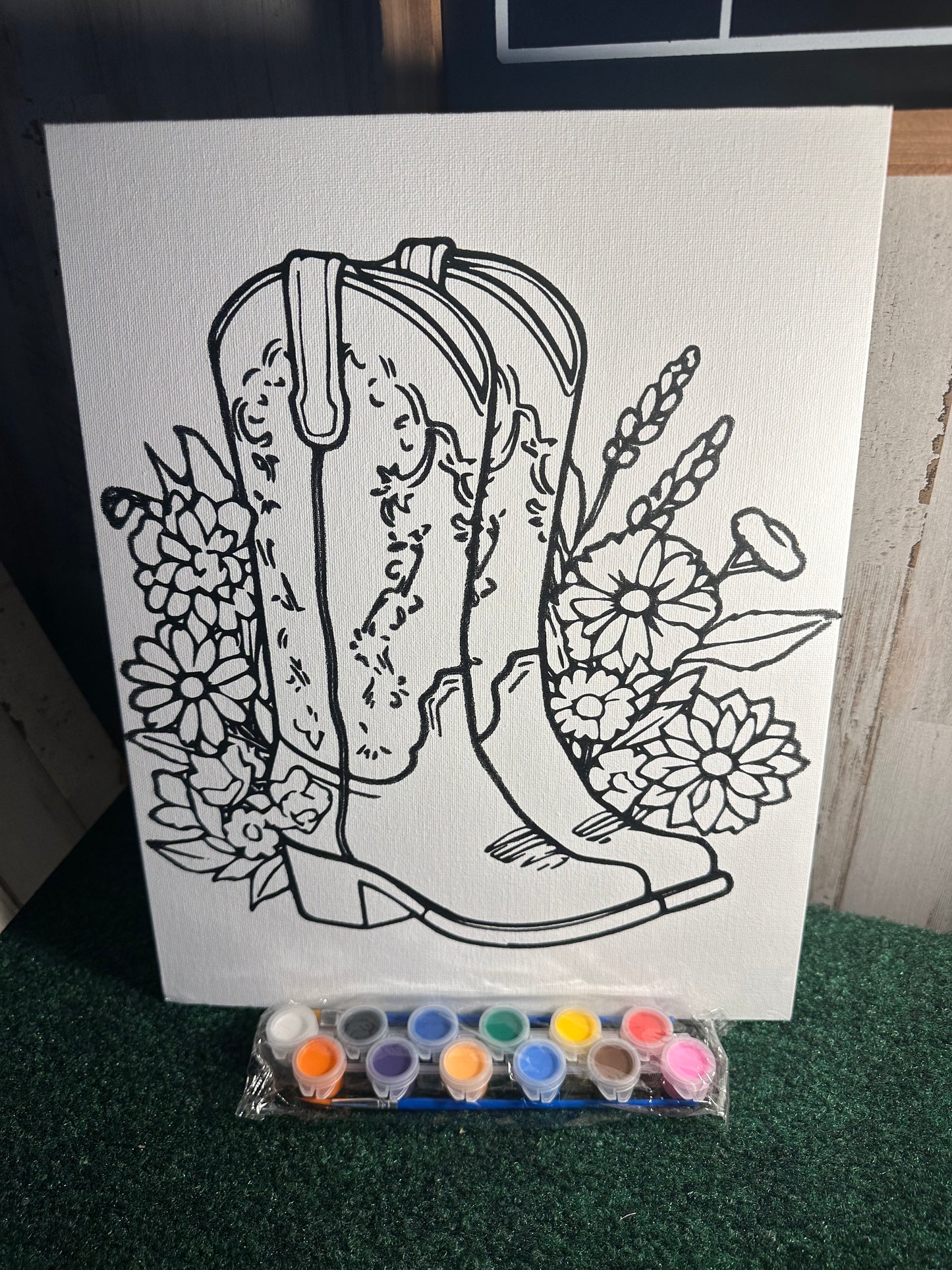 Paint Canvas with paint and brush