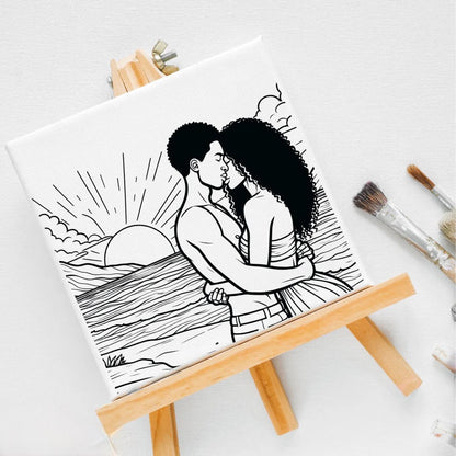 Paint Canvas with paint and brush
