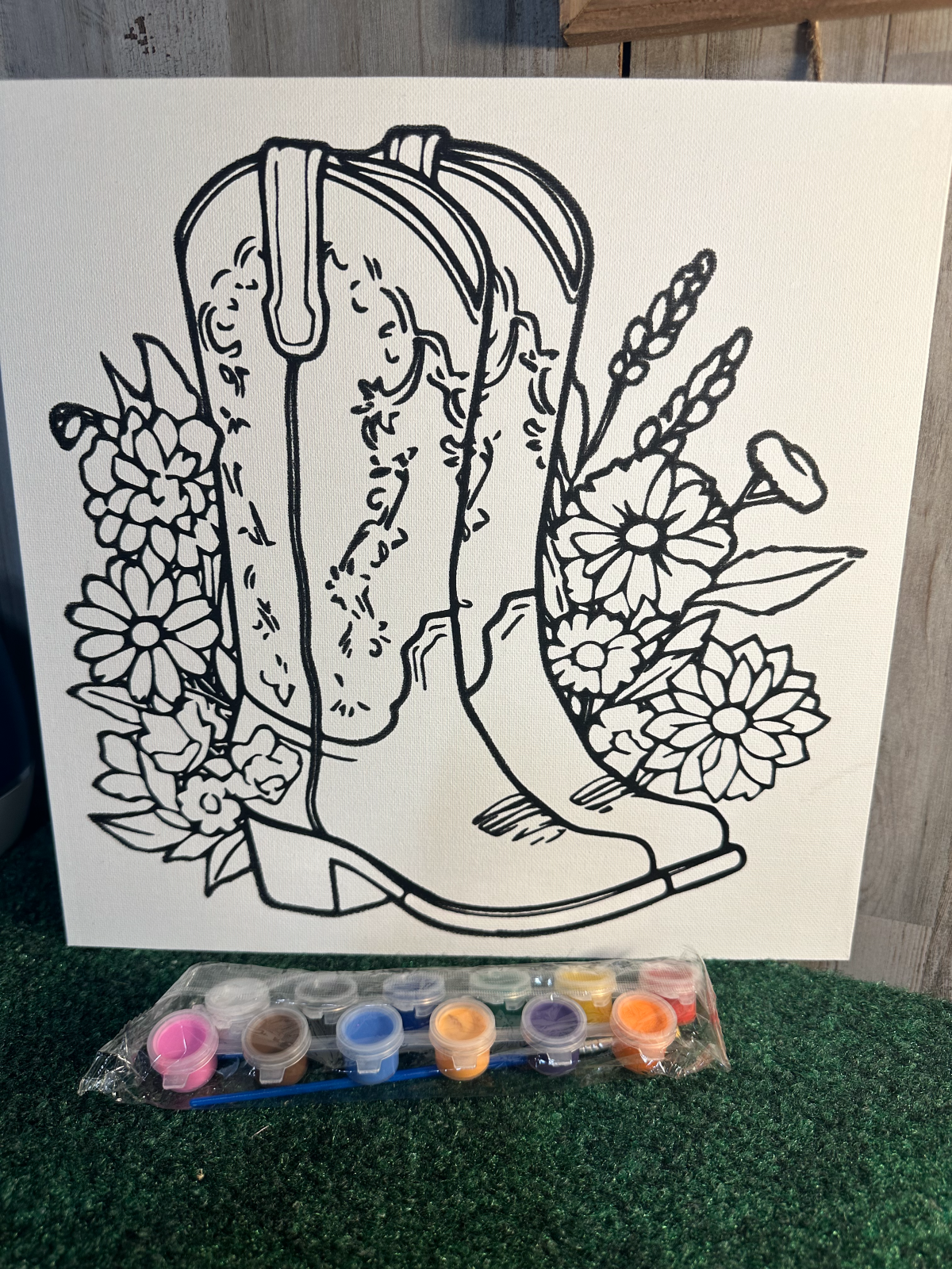 Paint Canvas with paint and brush
