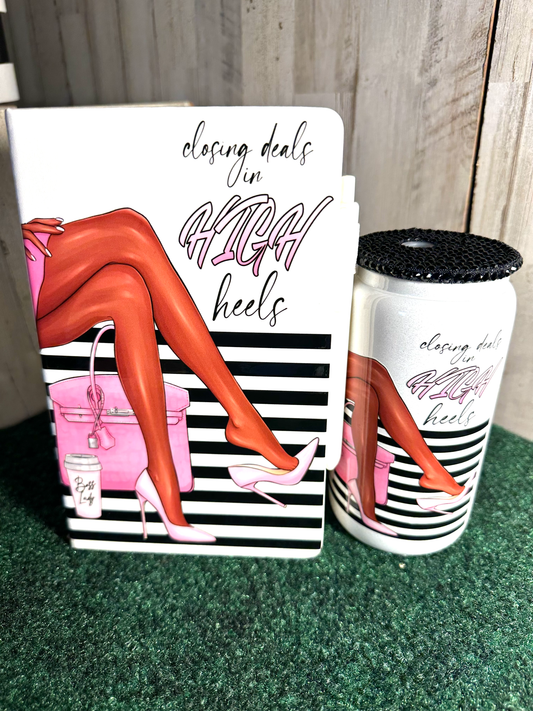 "Closing Deals in High Heels" Cup with Bling Lid Only, Realtor, Negotiator, Close Deals