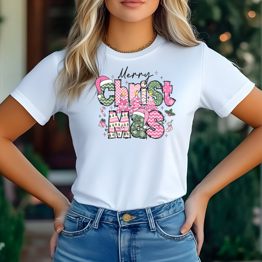 DTF Transfer- PINK MERRY CHRISTMAS