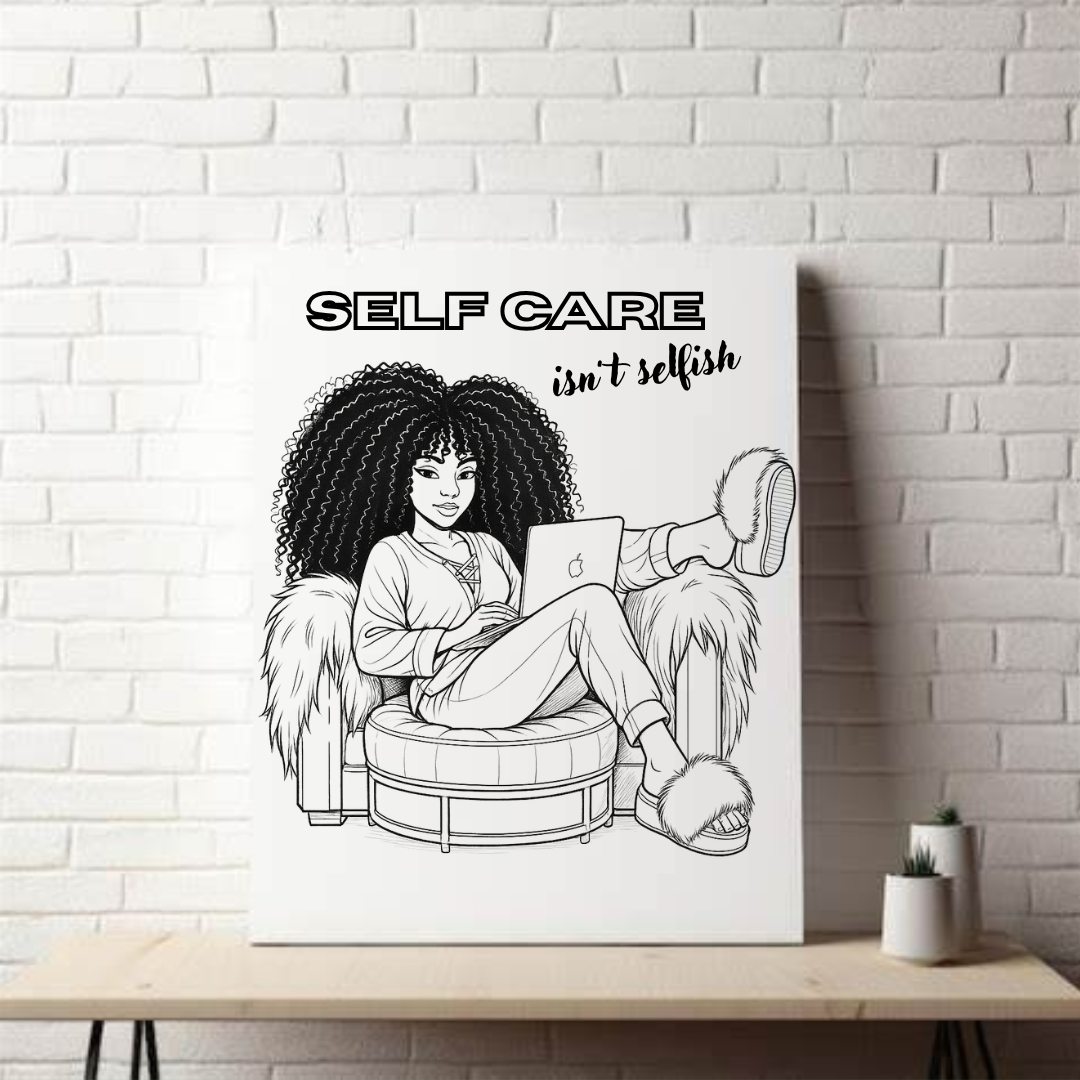 SINGLE COLOR SCREEN PRINT- SELF CARE SKETCH ART