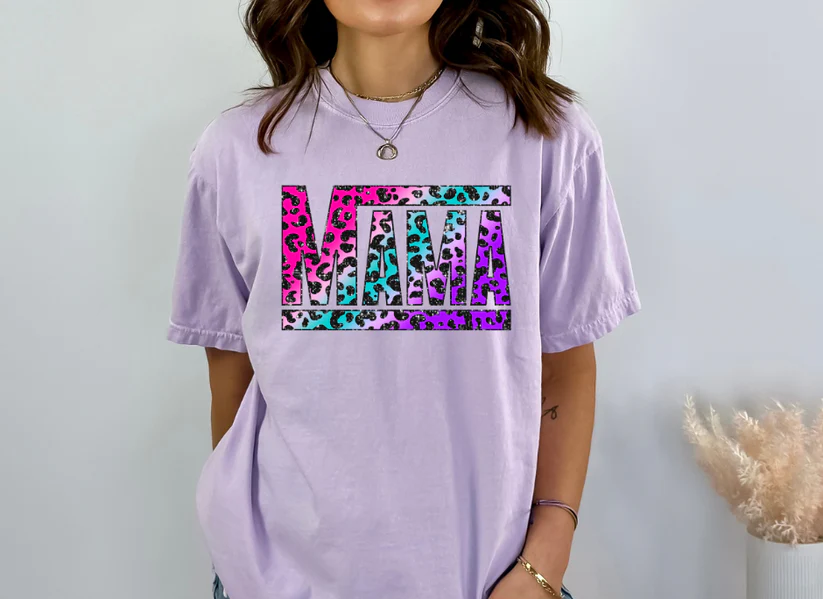 Clear Film Full Color Screen Print-  MAMA MULTICOLOR CHEETAH