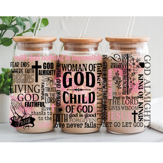 16 0z UV DTF Cup Wrap- WOMAN OF GOD
